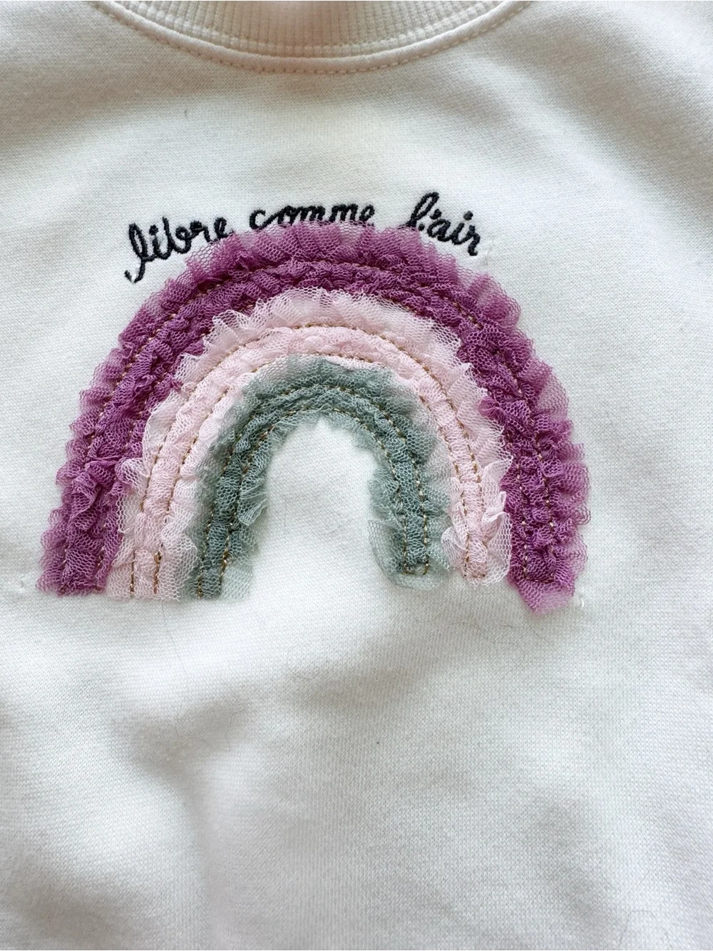 Girls New Sweatshirt in Cream with Rainbow Size 2T NWT